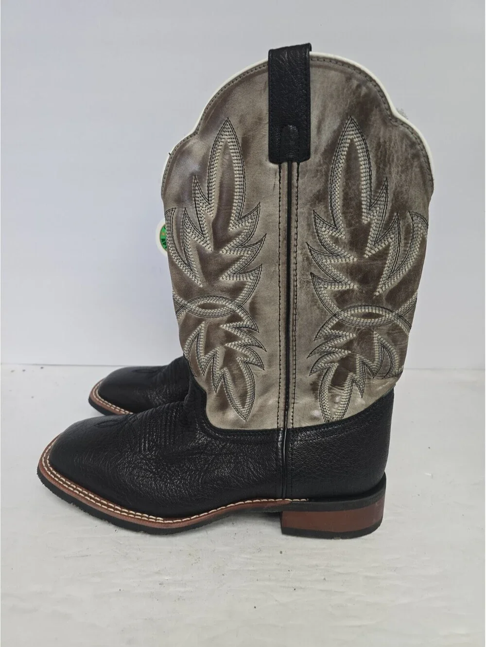 Laredo Men's 7910 Isac Square Toe Leather Cowboy Western Boot Black Gray 9.5D